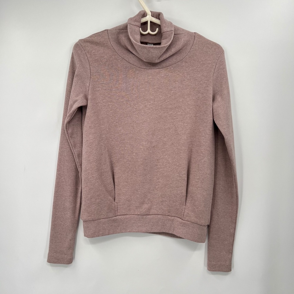 Alo Yoga Womens Pink Heathered Turtleneck Sweatshirt Pullover Long Sleeve XS‎